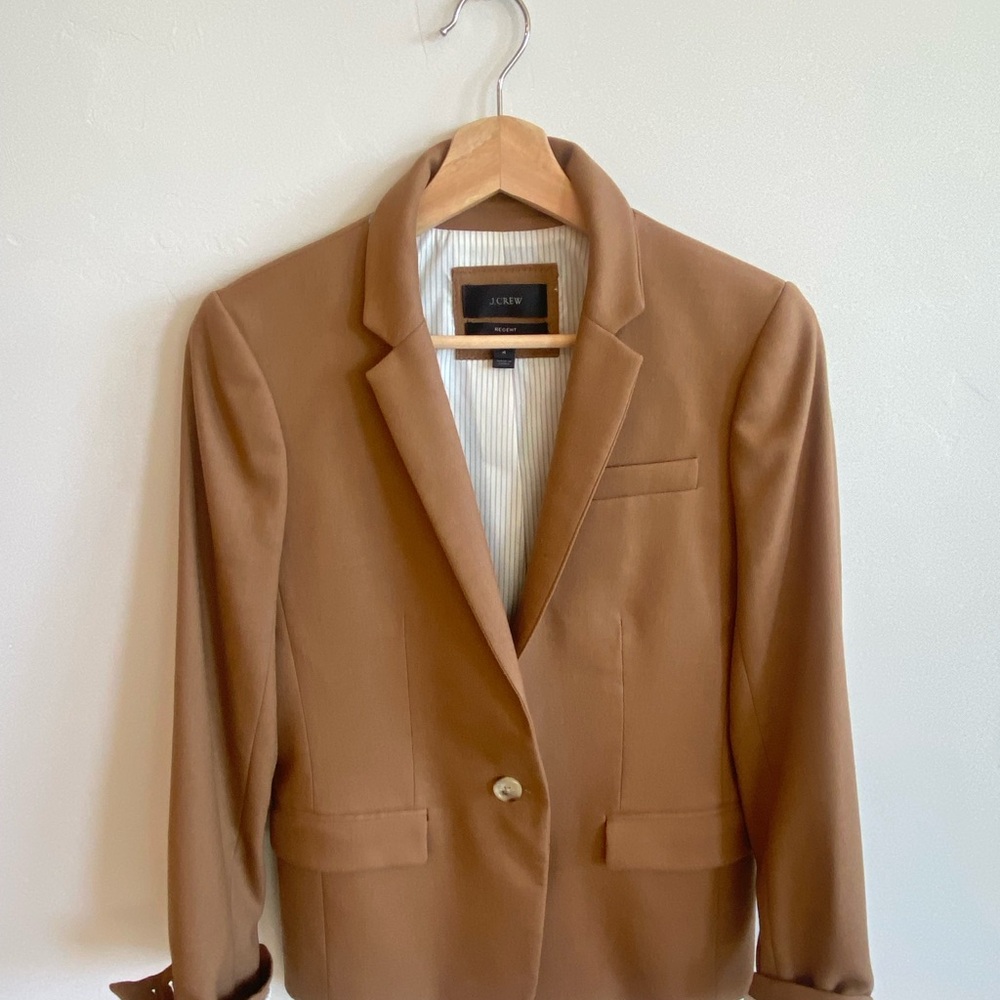 J. Crew Tan Blazer with Structured Fabric and Classic Cut